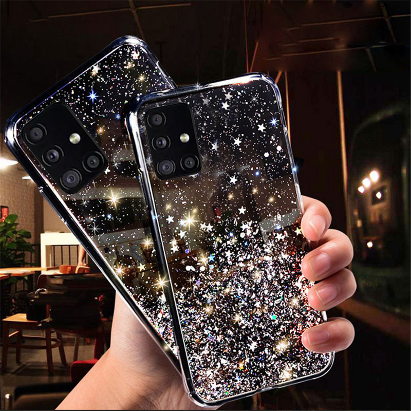 Fille Paillettes Diamant étui pour samsung Galaxy A04e A04S A14 A34 A54 5G S22 S21 S20 FE S10 A51 A71 A13 A33 A53 5G Clair Étoile Couverture_voghion.com