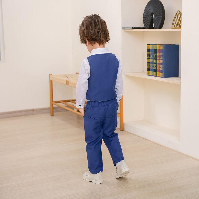 Abito da gentiluomo per bambini nuovi ragazzi Camicia stile britannico gilet in tinta unita pantaloni cravatta abito per bambini in quattro pezzi_voghion.com