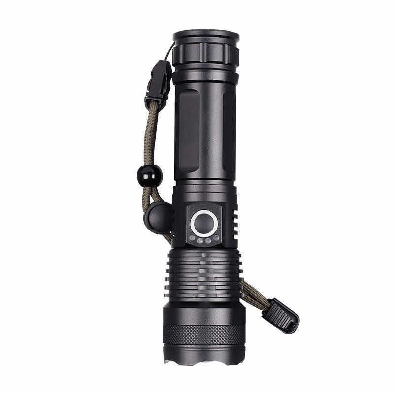 LED svítilna XHP70 - hliníková slitina, zoomovací taktická svítilna s dlouhým dosahem, dobíjecí baterií a displejem napájení pro outdoor, kempování a turistiku_voghion.com