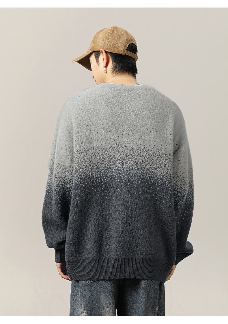 Maglione in peluche di visone imitazione con design a cambiamento graduale, autunno e inverno, nuovo maglione caldo lavorato a maglia, trama ampia e giacca alla moda Q_voghion.com