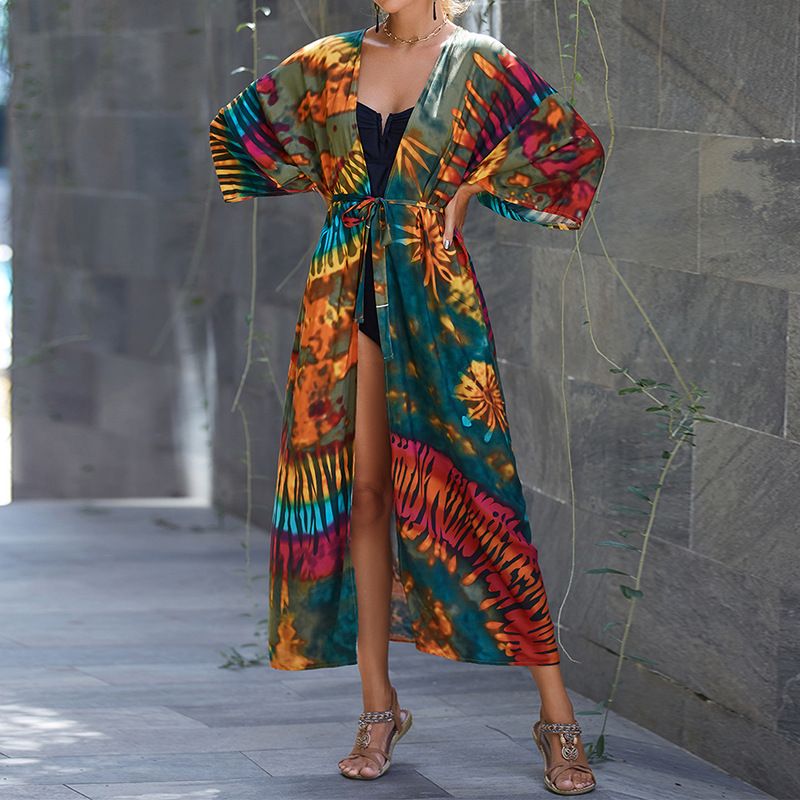 Strand-Kimono aus weicher Baumwolle für Damen – Leichter Sonnenschutz-Bademode-Überwurf für Urlaub, Pool, Bikini und Resort_voghion.com