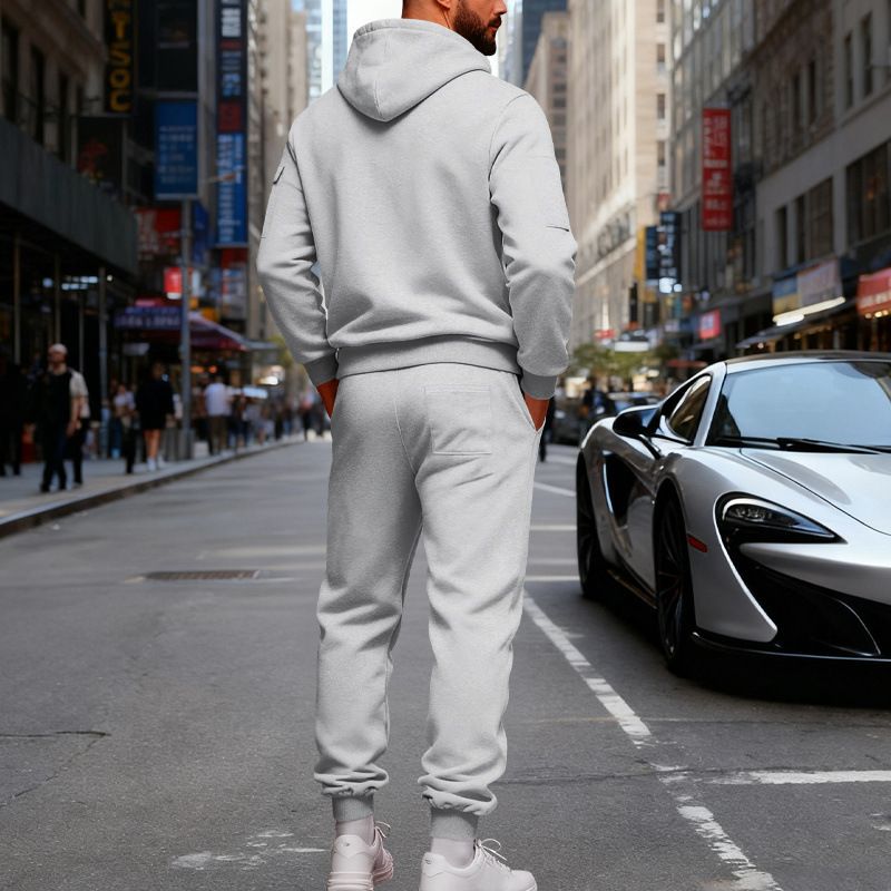 Men's Heavyweight Fleece Hoodie & Jogger Set - Relaxed Fit Workwear Style For Outdoor & Commuting (M-3XL, 5 Colors)_voghion.com