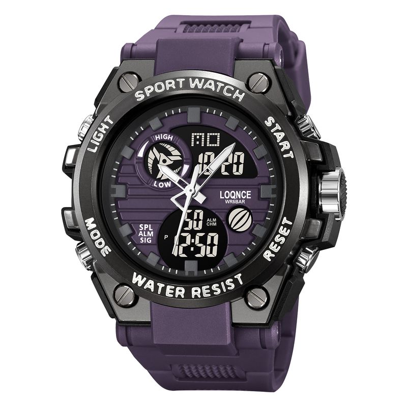 LOQNCE Nuovo prodotto Orologio elettronico impermeabile multifunzione a doppio display con quadrante grande per studenti maschi 98002_voghion.com