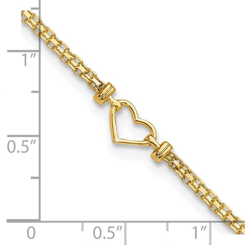 14k Polished Open-Heart 10inch Anklet_voghion.com