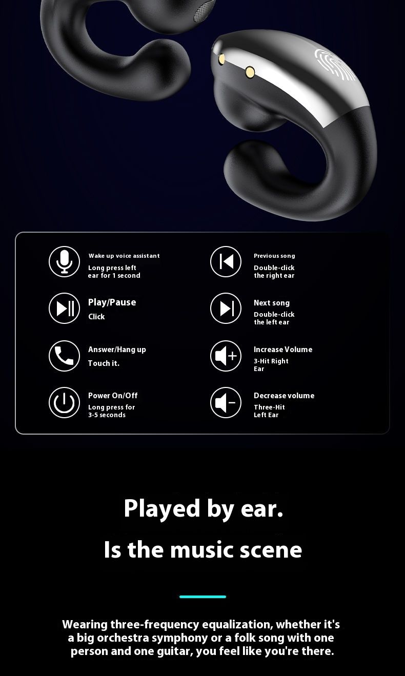 Nouveaux écouteurs Bluetooth fonctionnant sans porter les oreillettes pour une veille ultra-longue avec commande tactile_voghion.com