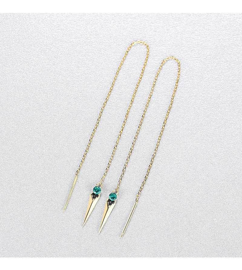 Sterling Silber Lange Kette Ohrringe Anhänger Für Frauen Smaragdgrüne Quaste Vintage Tropfen Ohrringe Feine s_voghion.com