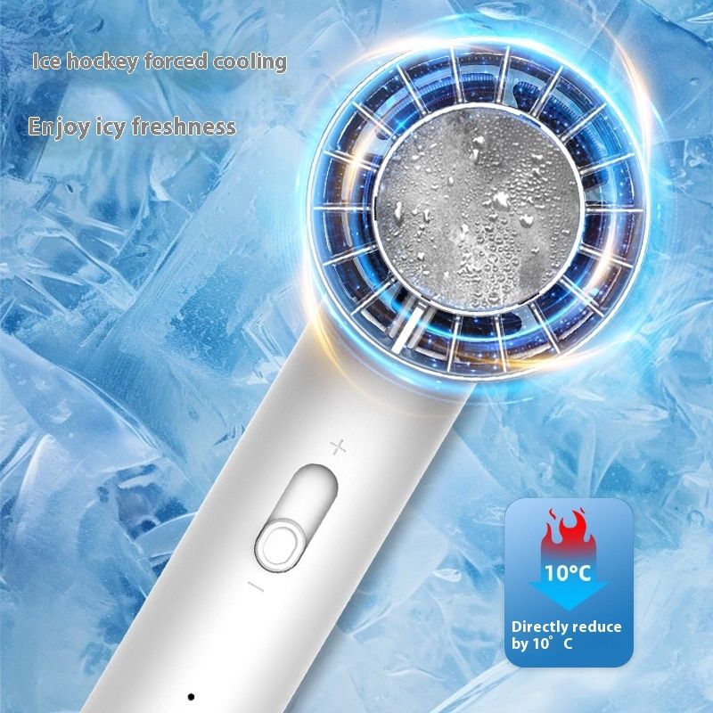 Handheld Refrigeration Fan USB Charging Turbo Fan Outdoor Small Portable Dormitory Cartoon Ice Pack Small Fan_voghion.com