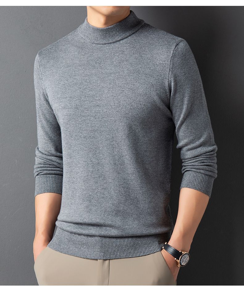 Herbst und Winter Halbhoher Kragen Precision Edition Dicker Herren Strickpullover mit Kapuze_voghion.com