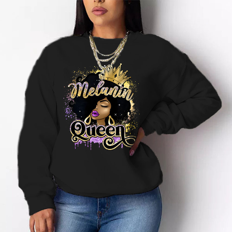 Felpa con cappuccio a maniche lunghe ampia casual stampata senza testa da donna_voghion.com