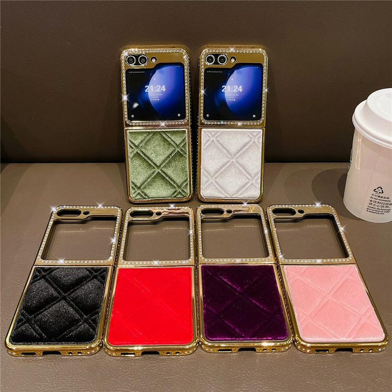 Winter-Stil Liebe Herz Diamant Beschichtung Pelz Fall für Samsung Galaxy Z Flip 5 Zflip 4 3 stoßfeste Abdeckung_voghion.com