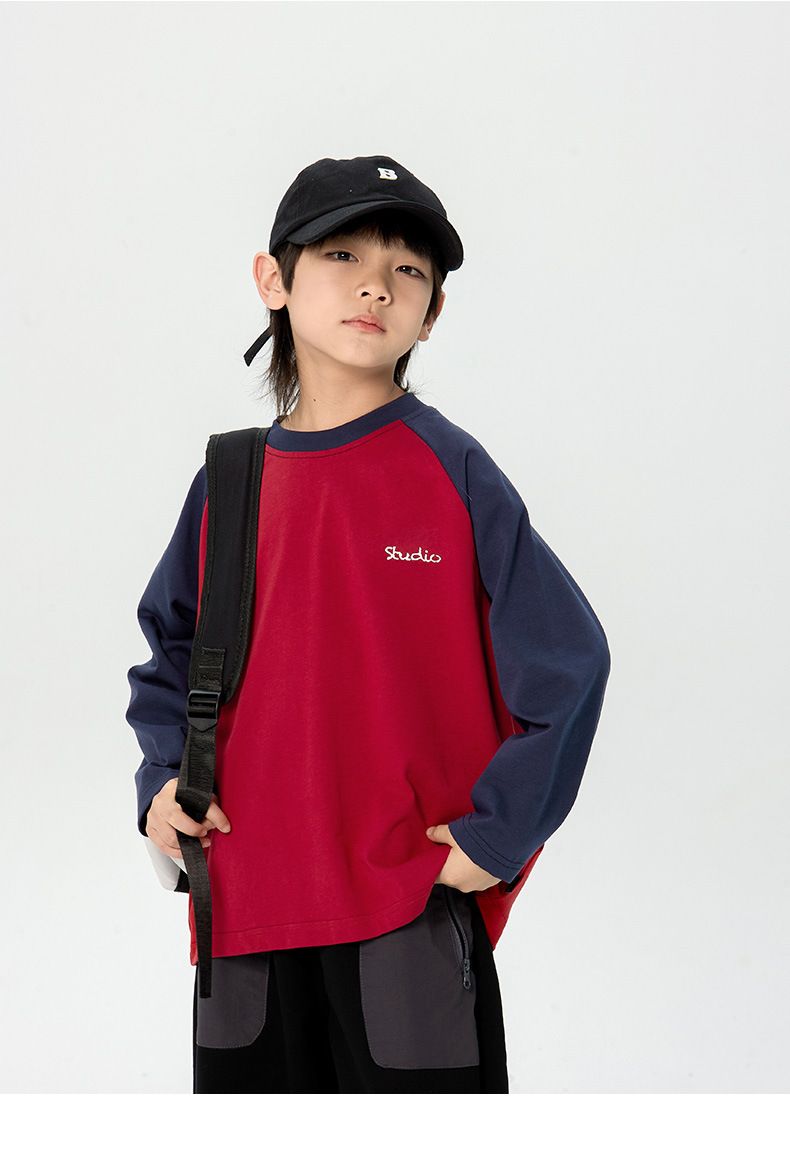 Kids’ Clothing Children's T shirt Spring New Boys' Raglan Long Sleeve T shirt Small and Medium Children's Handsome Round Neck Top Tee Trend_voghion.com