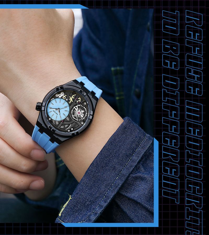 Orologio da uomo impermeabile, scavato, moda, casual, al quarzo, meccanico, a carica_voghion.com