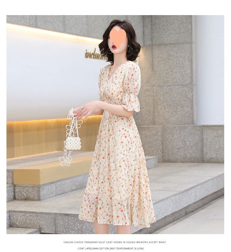 Gonna a stelo in chiffon arancione profumato di Fengxia, nuova collezione di celebrità di Internet, con vita, lunghezza media, stile occidentale._voghion.com