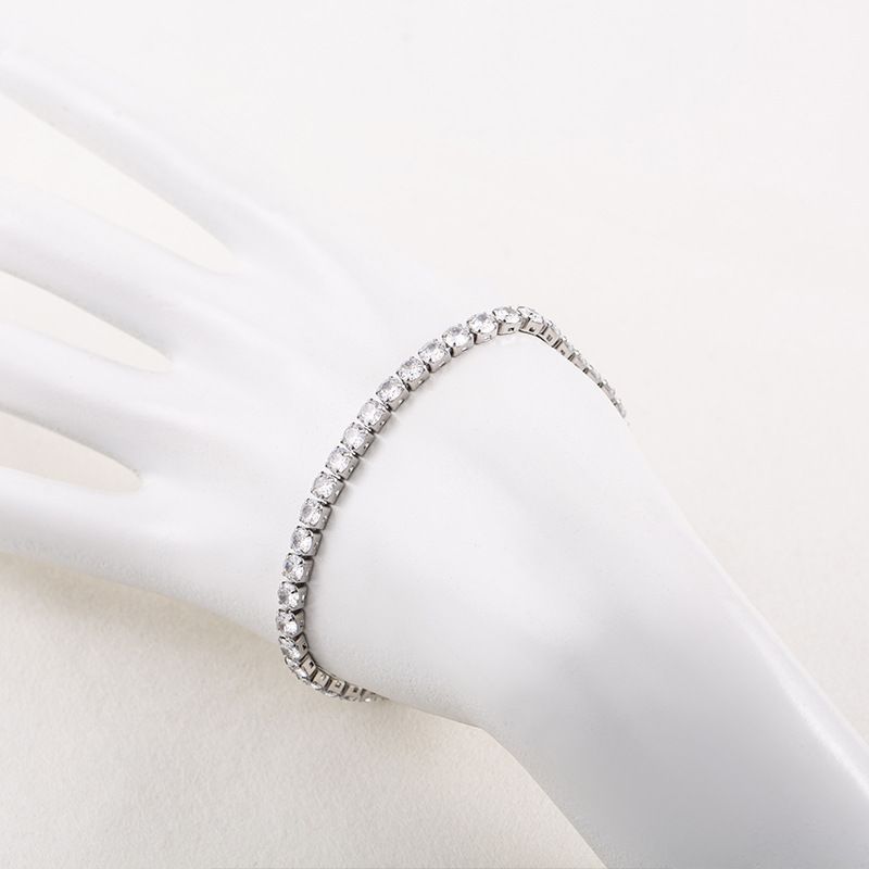 Bracciale da tennis in acciaio al titanio, leggero, alla moda, stile hip-hop INS, regolabile, da 4 mm, con zirconi, per uomo e donna._voghion.com