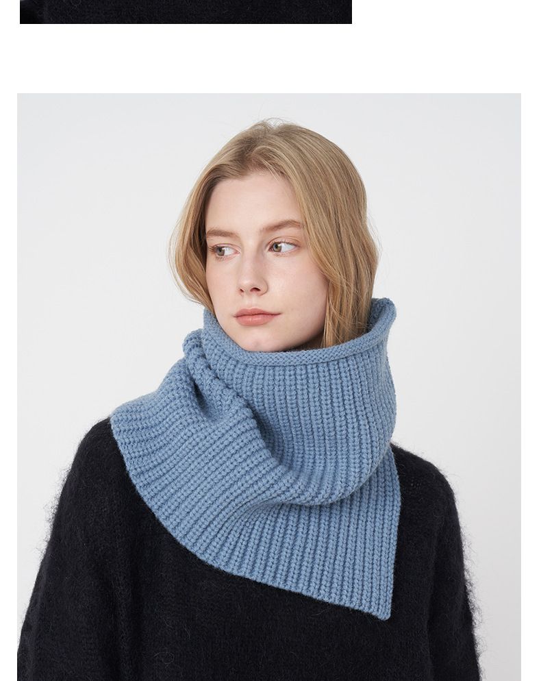 Bufanda de punto de color liso de Corea del Sur para otoño e invierno, con puntas abiertas, cálida y resistente al viento._voghion.com