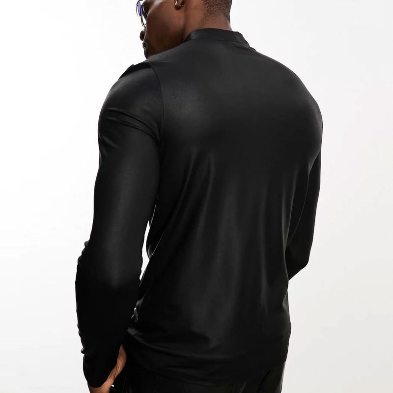 abbigliamento uomo pelle PU opaca pelle lucida maglietta con cappuccio collant uomo_voghion.com
