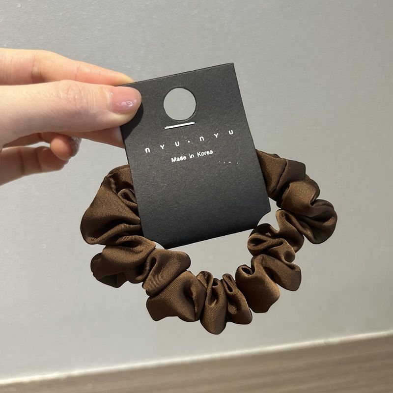 Fashionable Temperament Silky Temperament Satin Small Intestine Scrunchie Simple Solid Color French Tie Hair Cord Leather Band Small Intestine_voghion.com