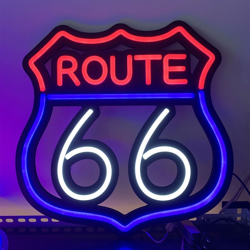 LED Flexible Neon Zeichen 17x17 Zoll ROUTE 66 High Way Road Neon Licht für Bar Shop Kunst Wand Hängen Licht Up Decor Zeichen_voghion.com