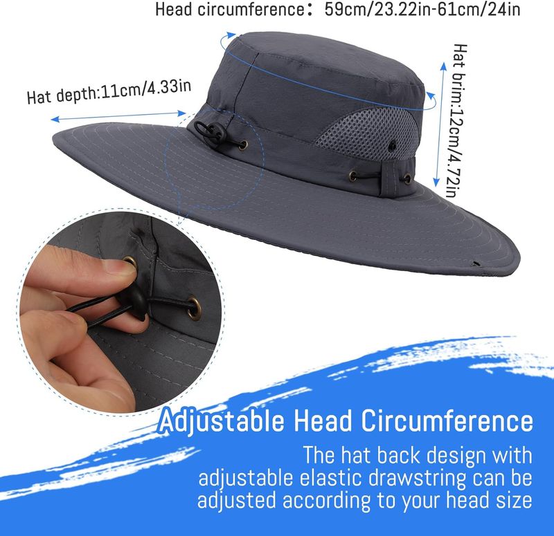 Sun Men's Safari Wide Brim Summer With UV Protection Men And Women Foldable Boonie Hat For Outdoor Hiking Adventure_voghion.com