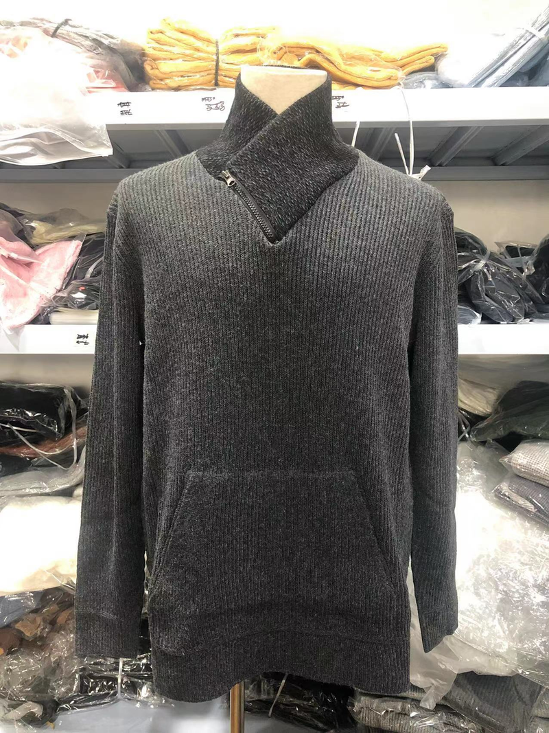 Herrenbekleidung Herbst und Winter Herrenmode Pullover Langarm Stehkragen Tasche Strick Herrenpullover_voghion.com