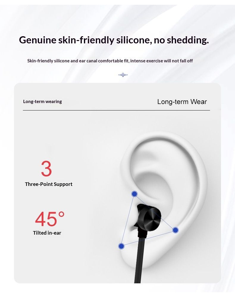 Auricolari stereo Bluetooth sportivi wireless a doppio orecchio, batteria a lunga durata, auricolari magnetici da appendere al collo, auricolari di marca_voghion.com