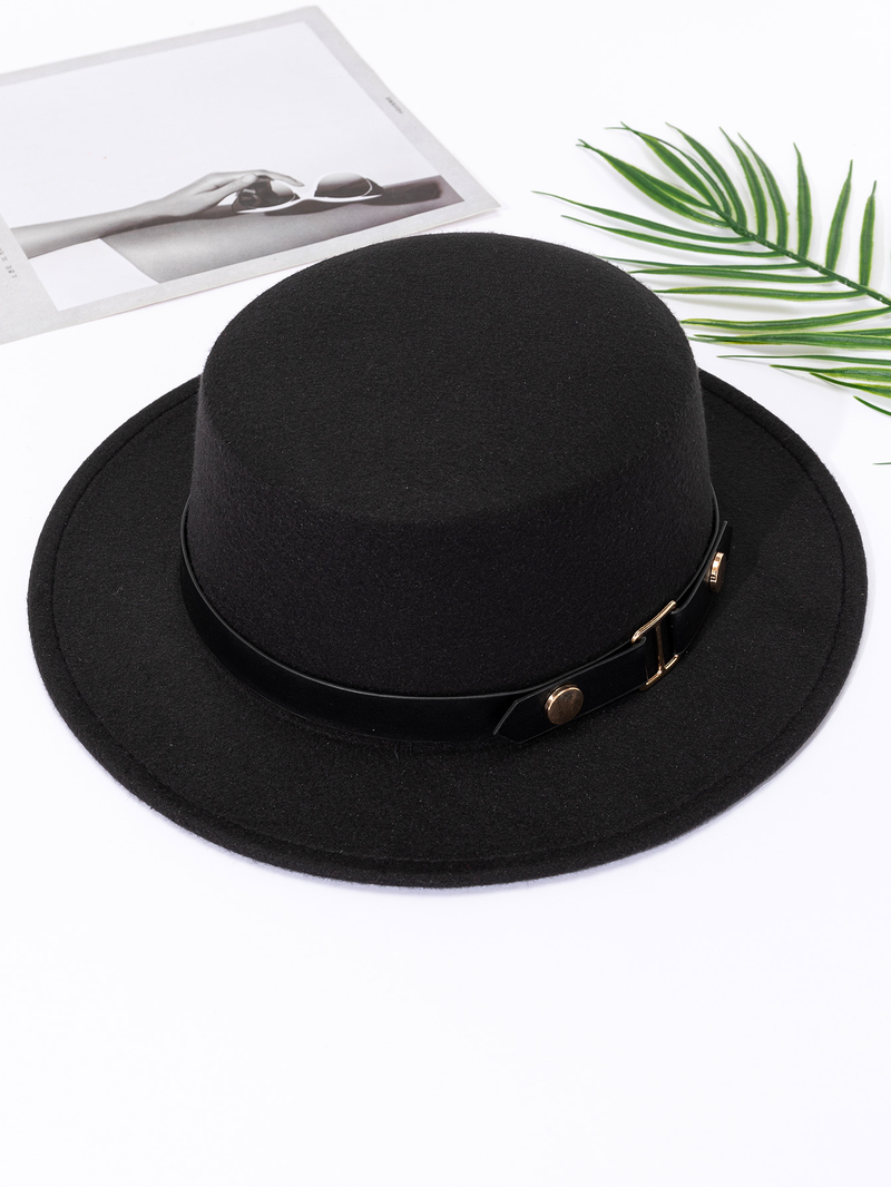 Französische Prominente im Hepburn-Stil, Gürtelschnalle, flache Oberseite, Zylinderhut für Damen im Herbst und Winter, britischer Retro-Stil, vielseitig_voghion.com