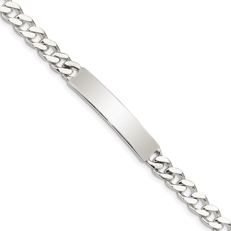 Sterling Silver 8inch Polished Engraveable Curb Link ID Bracelet_voghion.com