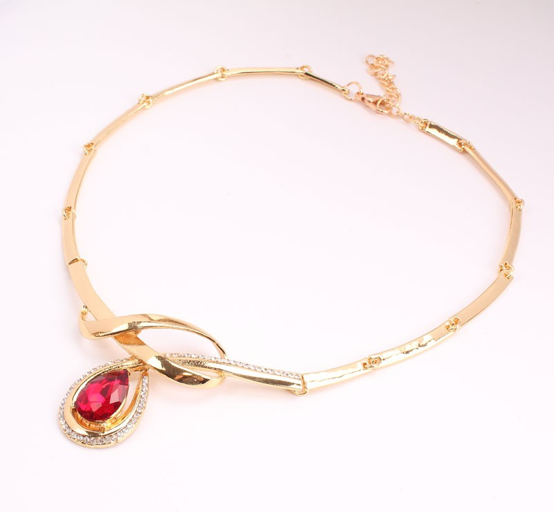 Perles africaines ensemble de bijoux fins couleur or clair cristal autrichien femmes mariage collier Bracelet boucle d'oreille anneau_voghion.com