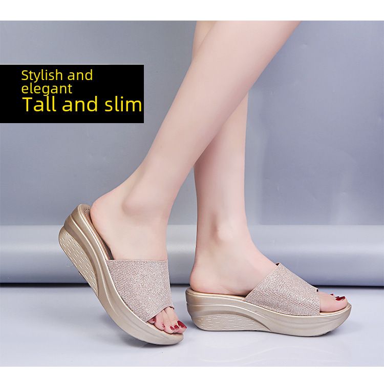 Slippers Women's Sequined Summer New Roman Platform Wedge Slippers Women's Simple Sandals Women's_voghion.com