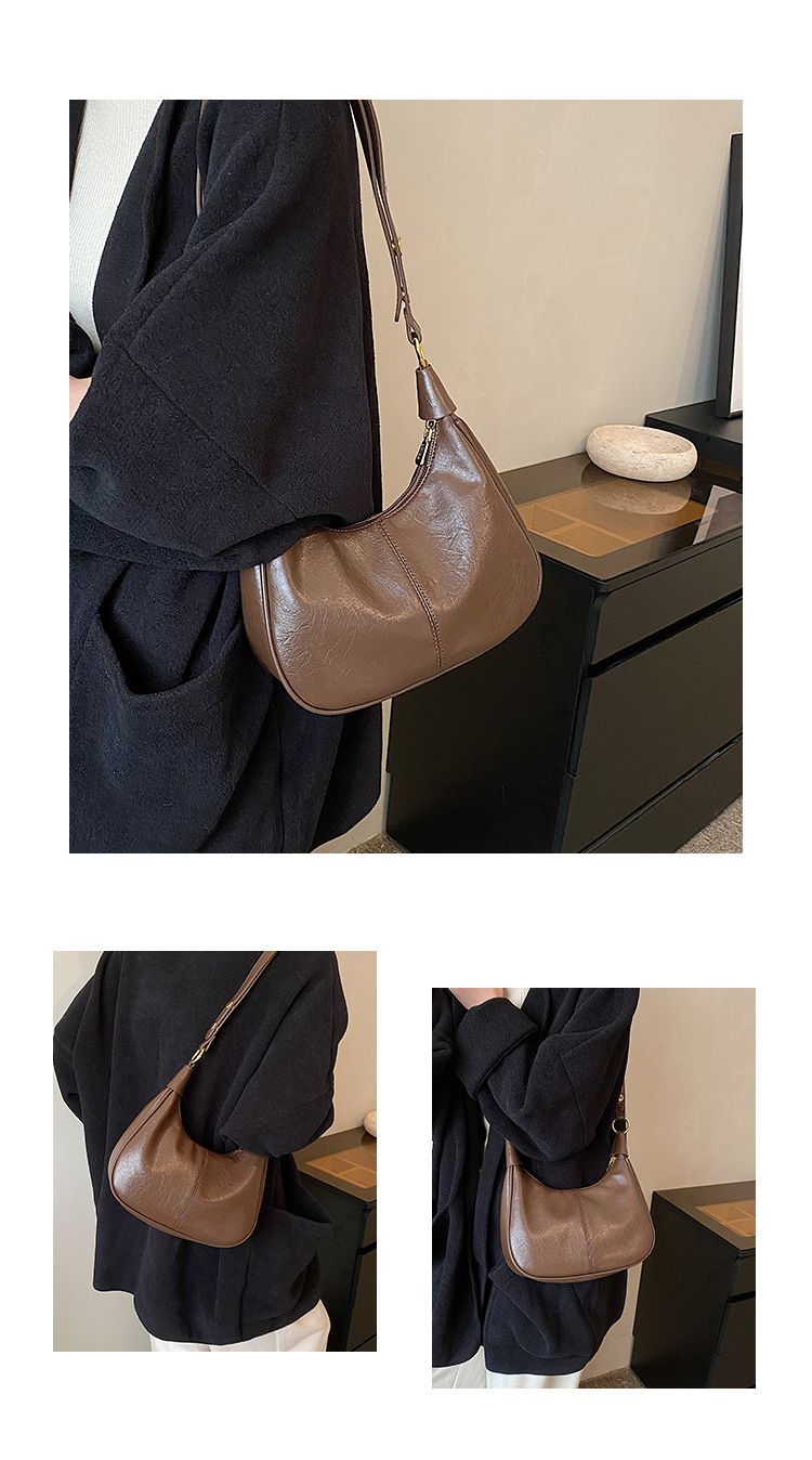 Nuevo bolso bandolera de piel encerada con aceite, textura única y versátil, estilo coreano, para mujer._voghion.com