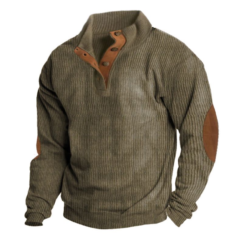 Giacca da uomo casual in velluto a coste con colletto rialzato, manica lunga, autunno inverno, nuova_voghion.com