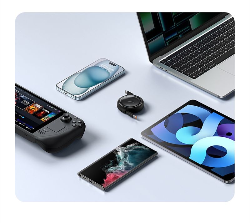 Baseus 2/5PCS Retractable 100W USB IPhone 16 15 ProMax Fast Charger Cable Book IPad Type C For Xiaomi Samsung_voghion.com