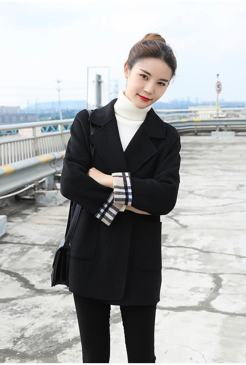 Fashionable herringbone pattern woolen coat 2023 autumn/winter new suit women's slimming short style popular versatile cape fabric_voghion.com