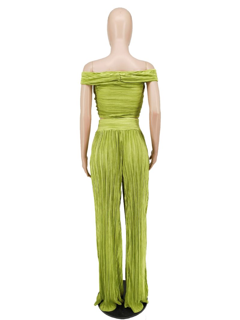 Vêtements pour femmes, vente chaude, mode printemps, loisirs, une épaule, poitrine, jambe large, ensemble deux pièces_voghion.com