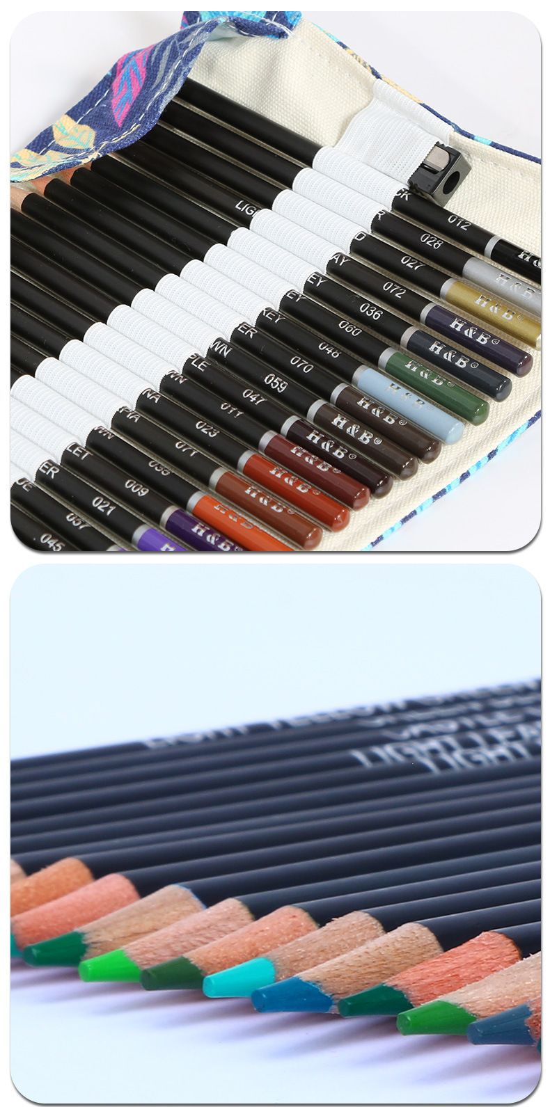 72-Color Oil-Based Colored Pencils Set With Roll-Up Pouch For Artists, Adults, Sketching & Drawing - Premium Wooden Core Hb Hardness_voghion.com