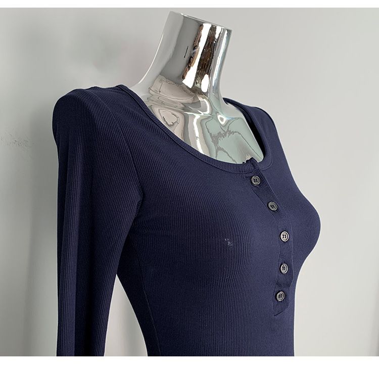 Nuovo stile coreano primavera estate temperamento puro desiderio di mostrare la figura colletto semiaperto stretto e comodo_voghion.com