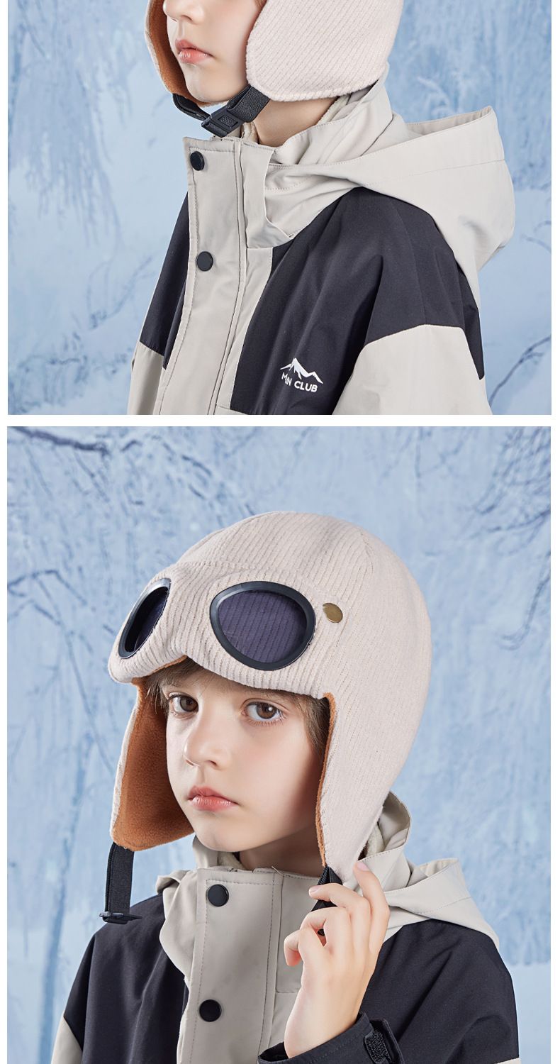 Winter Kids Fleece-Lined Aviator Hat With Ear Flaps & Goggles - Windproof Thermal Beanie For Boys & Girls - Outdoor Snow Cap In Multiple Colors_voghion.com