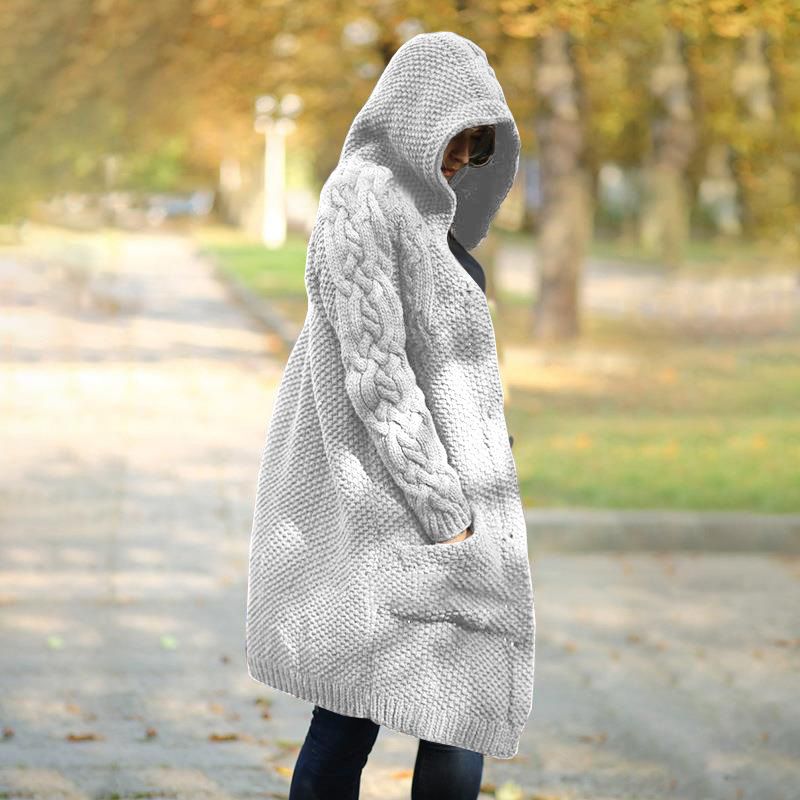 2024 autumn and winter cardigan hooded long knitted sweater plus size coat thick women's new_voghion.com
