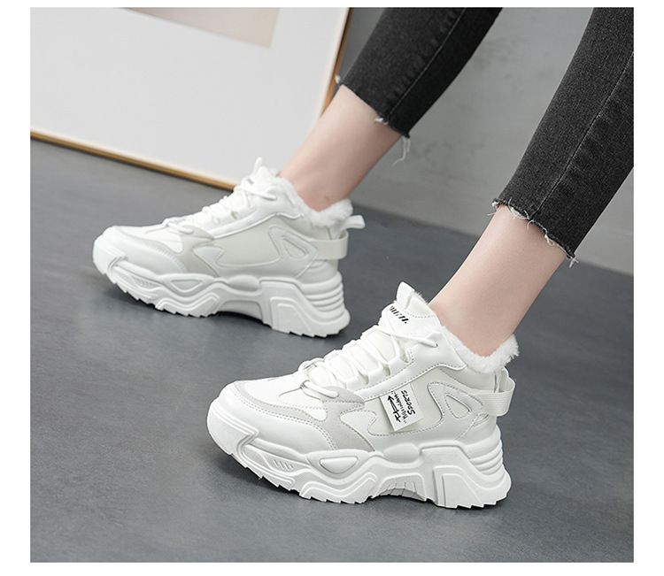 Scarpe alte da donna 2024 nuove scarpe di cotone autunnali e invernali versione coreana scarpe sportive casual da papà da donna più velluto 819 5_voghion.com