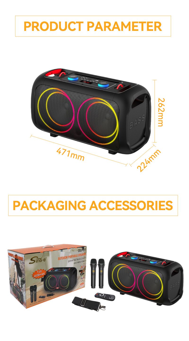 Microfono audio ZQS-L17 Microfono integrato Wireless Bluetooth Karaoke Speaker Bambini Casa KTV_voghion.com