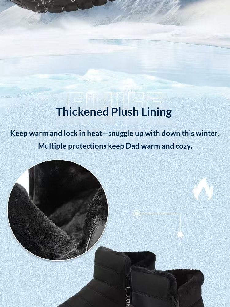 Glide Foreign Trade Men's Winter PU Thickened Warm Middle-aged And Elderly Cotton Shoes Double Zipper High-top Snow Boots_voghion.com