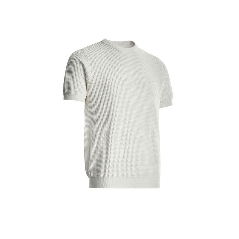 Herrenbekleidung Herren Retro Waffelstruktur Schulter Fitness Gestricktes Kurzarm-T-Shirt Casual_voghion.com