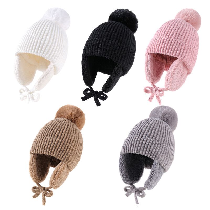 Abbigliamento per bambini Cappello per bambini lavorato a maglia Protezione per le orecchie del bambino e cappello in filo soffice_voghion.com
