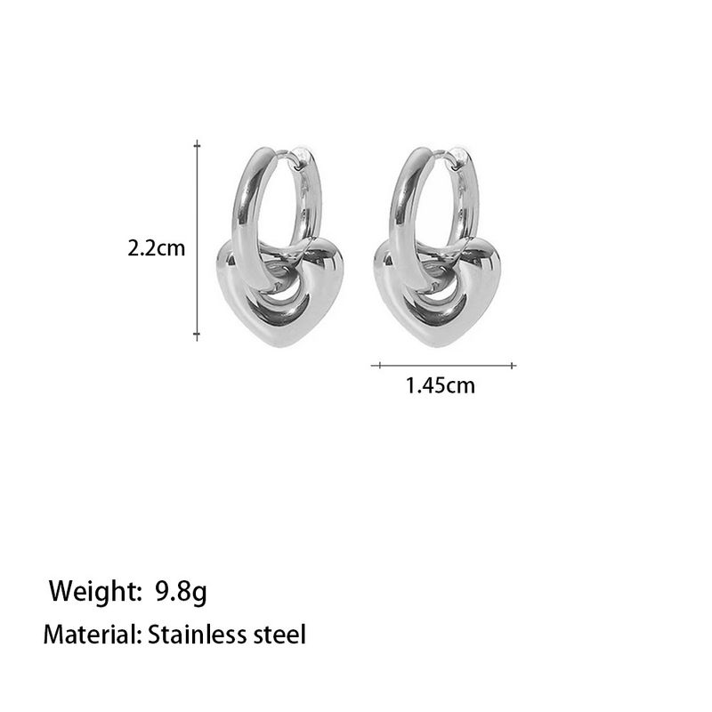 Französische Mode INS Style Edelstahl Hoop Anhänger Titan Stahl Ohrringe Damen Herzförmiger Ohrschmuck_voghion.com