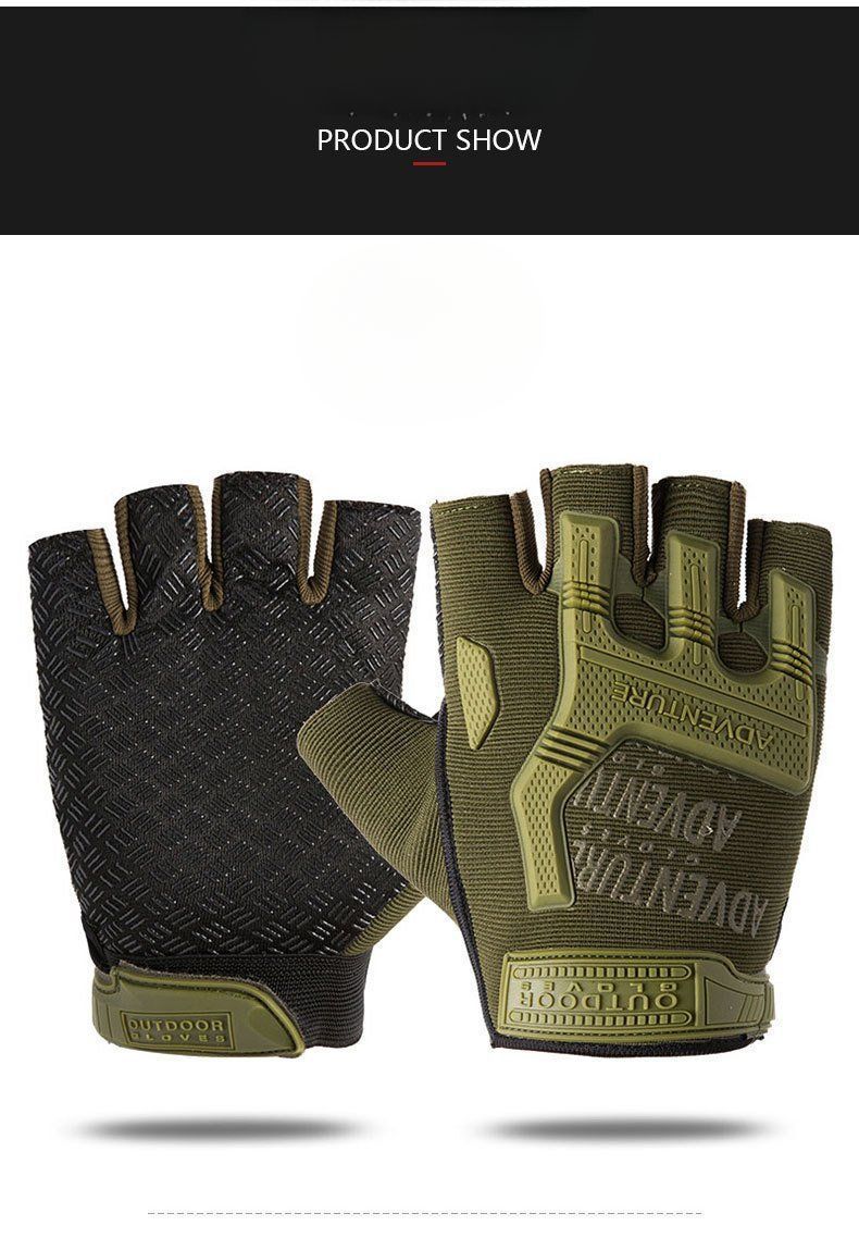 Gants tactiques thermiques demi-doigts résistants au froid, pour l'entraînement en plein air, l'escalade, le cyclisme, résistants à l'usure et antidérapants_voghion.com