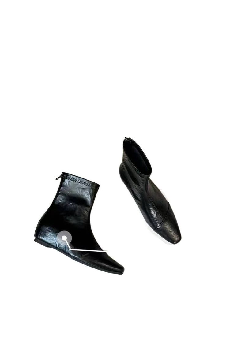 Botas cortas de tacón bajo y punta estrecha para mujer, nuevas botas de otoño_voghion.com