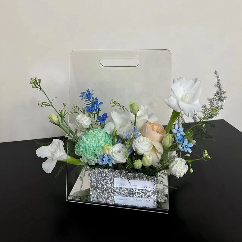 Confezione regalo per San Valentino, compleanno, compleanno, confezione regalo per fiori, confezione regalo eterna, confezione regalo portatile Fresh 520 in acrilico ad alta trasparenza._voghion.com