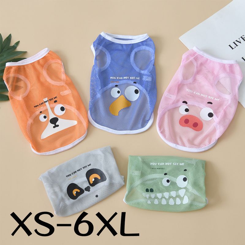 Dog Clothes Spring Summer Cool Mesh Bichon Golden Retriever Corgi Thin Breathable Cartoon Print Vest XS-6XL_voghion.com