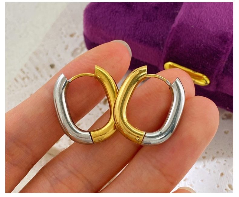 Set di gioielli da donna, nuovi orecchini a forma di U in acciaio al titanio, in oro e argento, design personalizzato, orecchini in acciaio inossidabile popolari._voghion.com