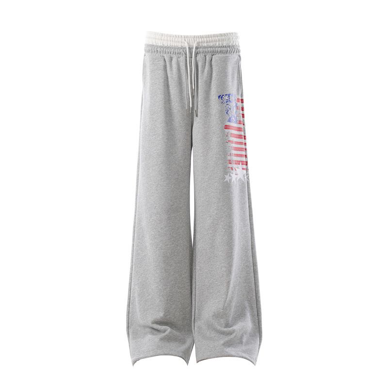 Retro Letter Print Cargo Broek - Unisex Relaxed Fit Werkkleding Joggingbroek met Faux Dubbele Tailleband en Meerdere Zakken_voghion.com